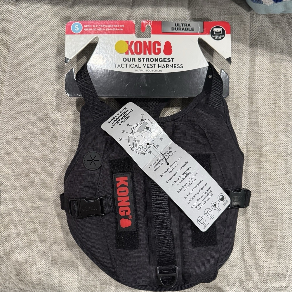 KONG Tactical Dog Harness Vest Ultra Durable Metal Fasteners Sz Small - NEW